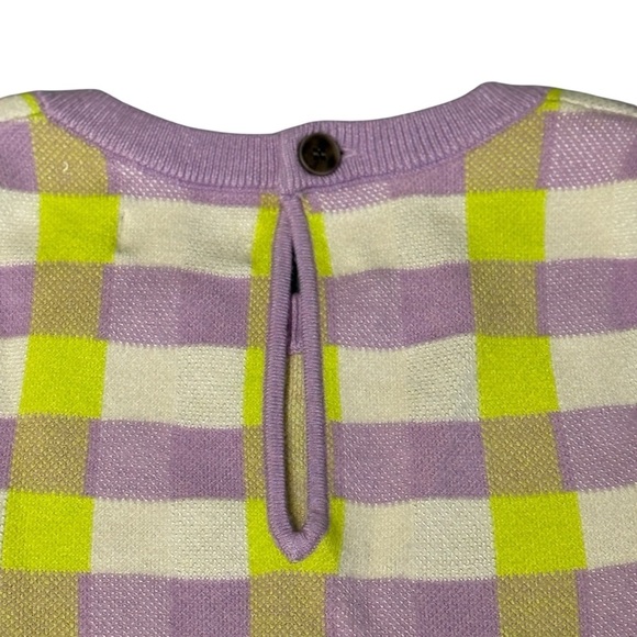 Anthropology Maeve Lavender and Lime Maxine Puffed Sleeve Sweater XSP #1650 - Picture 6 of 9